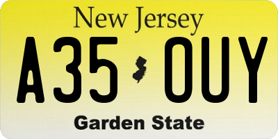 NJ license plate A35OUY