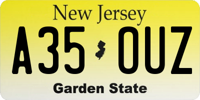 NJ license plate A35OUZ