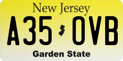 NJ license plate A35OVB