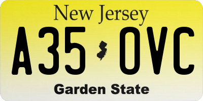 NJ license plate A35OVC