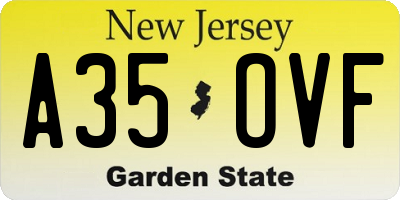 NJ license plate A35OVF