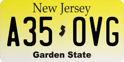 NJ license plate A35OVG