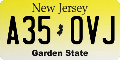 NJ license plate A35OVJ