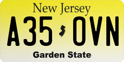 NJ license plate A35OVN