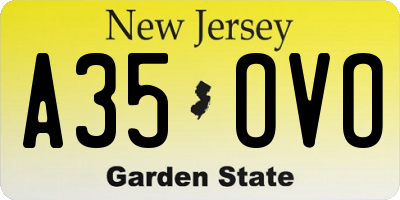 NJ license plate A35OVO