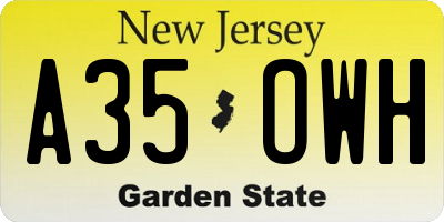 NJ license plate A35OWH