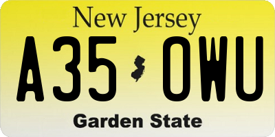 NJ license plate A35OWU