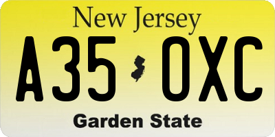 NJ license plate A35OXC