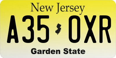 NJ license plate A35OXR