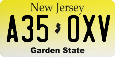 NJ license plate A35OXV