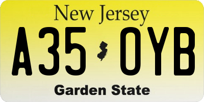 NJ license plate A35OYB