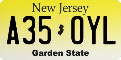 NJ license plate A35OYL