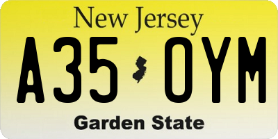 NJ license plate A35OYM