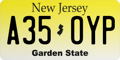 NJ license plate A35OYP