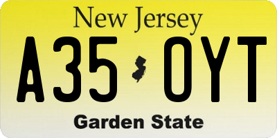 NJ license plate A35OYT