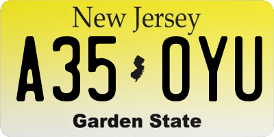 NJ license plate A35OYU