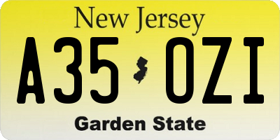 NJ license plate A35OZI