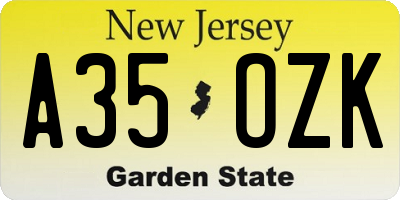 NJ license plate A35OZK