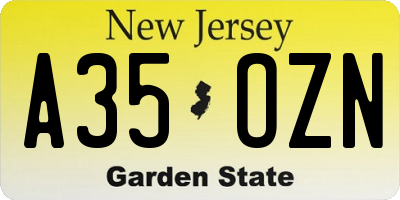 NJ license plate A35OZN