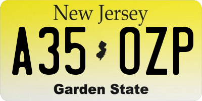NJ license plate A35OZP