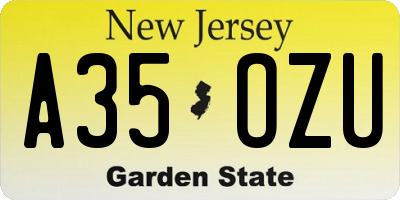 NJ license plate A35OZU