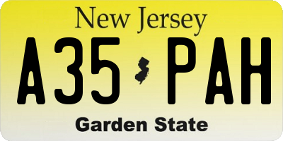 NJ license plate A35PAH