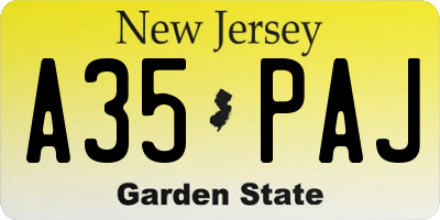 NJ license plate A35PAJ