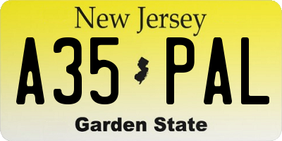 NJ license plate A35PAL