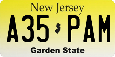 NJ license plate A35PAM