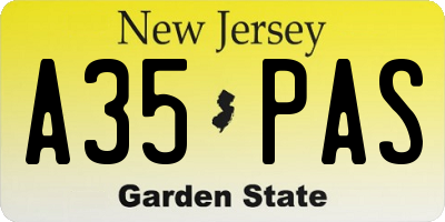 NJ license plate A35PAS