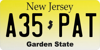 NJ license plate A35PAT
