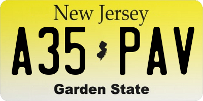 NJ license plate A35PAV