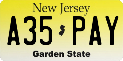 NJ license plate A35PAY