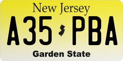 NJ license plate A35PBA