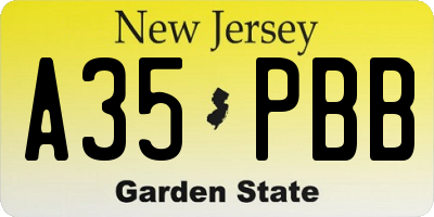 NJ license plate A35PBB
