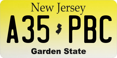 NJ license plate A35PBC