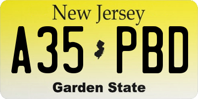 NJ license plate A35PBD