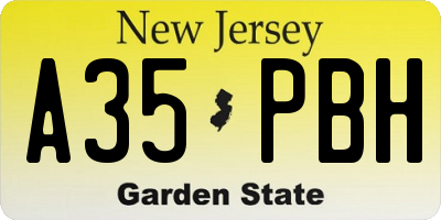 NJ license plate A35PBH
