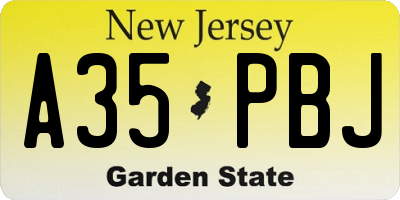 NJ license plate A35PBJ