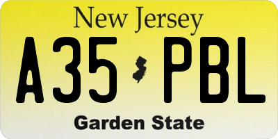 NJ license plate A35PBL