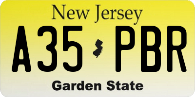 NJ license plate A35PBR