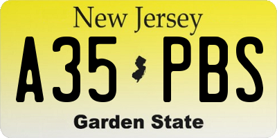NJ license plate A35PBS