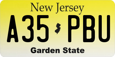 NJ license plate A35PBU