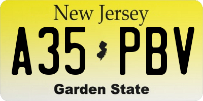 NJ license plate A35PBV
