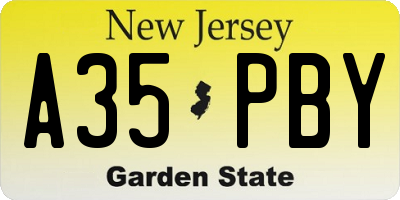 NJ license plate A35PBY