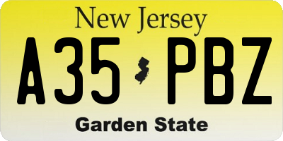NJ license plate A35PBZ