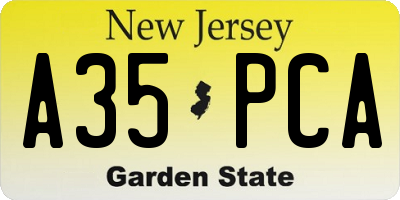 NJ license plate A35PCA