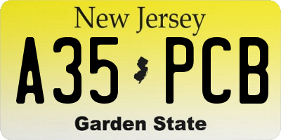 NJ license plate A35PCB