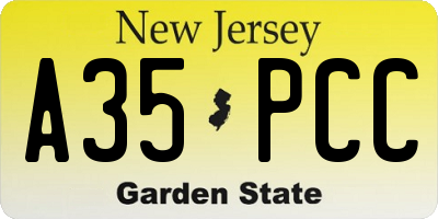 NJ license plate A35PCC