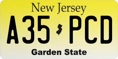 NJ license plate A35PCD